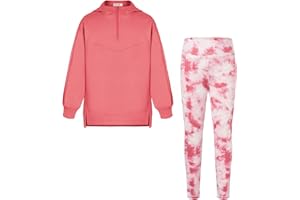 GRACE KARIN Mädchen Hoodie Leggings Set Casual Langarm Sweatershirt + Bedruckte Skinny Hose für 6-14 Jahre