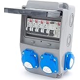 ELS Elektrotechnika Construction Power Distributor Wall Distributor with Fi Switch, Schuko Sockets 4 x 230 V + Fuses 4 x LS C