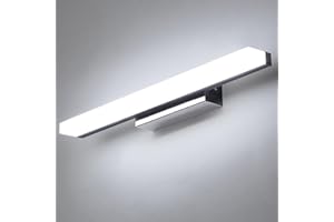 Lightess 40CM Applique Salle De Bain Avec Interrupteur LED 6W Lampes Pour Miroir De Salle De Bain Étanche Ip44 En Acier Inoxydable Décoration Toilette Maquillage 6000K Froid Blanc