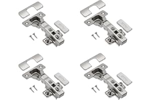 GTV 4 charnières hydrauliques ECHC, superposables - Charnière avec amortissement - Butée d'angle - Plaque de montage H = 0 avec vis européennes - Fermeture silencieuse - Charnière de meuble -