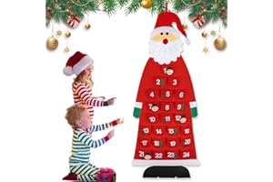 Casenly Calendario Dell'Avvento In Feltro, Albero di Natale in Feltro Calendario Dell Avvento Natalizio DIY con 24 Tasche per La Decorazione Murale In Attesa Di Natale