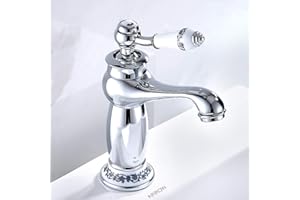 YOUR'S BATH Luxury Victorian Basin Mixer Taps Chrome Mono Bathroom Cloakroom Sink Tap Hot and Cold Classic Faucet (Chrome)