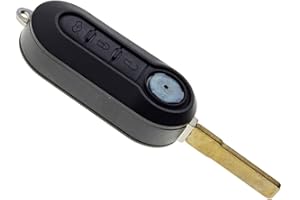 JONGO - Carcasa para llave Negra con Hoja Compatible con Fiat 500, 500L, Bravo, Doblo, Panda, Punto, Stilo, Lancia & Iveco Daily | Funda Plip para llave de coche con mando a distancia de 3 botones