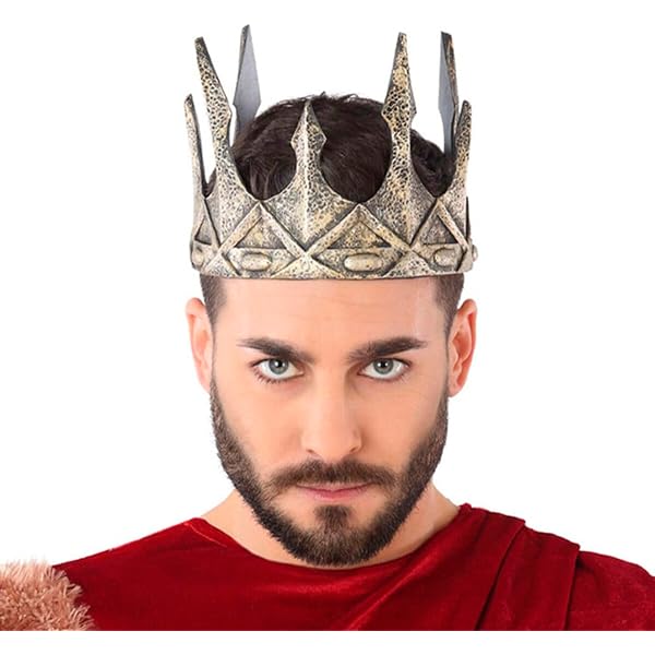 Couronne Roi Médiéval En Métal Doré - Accessoire Déguisement Adulte, Avec Fausses Pierres - 8