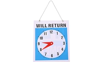 Garneck Will Return Clock Sign - Open and Closed Board for Shop - Store or Office Display Sign Clear Readable Hours Indicator for Business Use