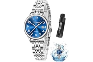 Taxau Uhren für Frauen Arabische Ziffern Kleines Zifferblatt Easy Read Damenuhren Einfacher Stil Datum Edelstahl wasserdichte Uhren für Frauen Reloj para Mujer