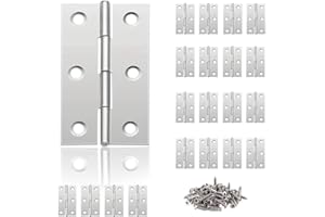 WINDFROMORT Bisagras para Puertas Madera, 20Pcs Bisagras Pequeñas con 120 tornillos, Conectores de Bisagras de Acero Inoxidable, Bisagra Piano, Bisagras Puertas Madera, Bisagras de Armario Ventana (44x31mm)