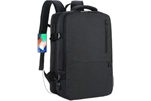 BKAZV Bagage Cabine 45x36x20 Easyjet，Sac a Dos easyjet 45x36x20 Avion Cabine Imperméable Homme Sac à Dos Homme Travail Ordinateur 17 Pouces Port de Charge USB，Oxford Noir