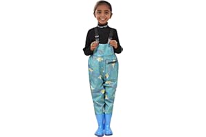 Tinarying Girls Jumpsuit Kids Cartoon Camo Chest Waders Youth Fishing Waders For Toddler Children Water Proof Hunt & Fishing Waders With Boots For Boys Girls