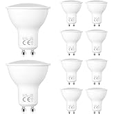 Pack of 10 5W GU10 LED Spotlights, Neutral White 4000K, Equivalent to 50W Halogen Lamp, 120 Degree Beam Angle, Low Consumptio