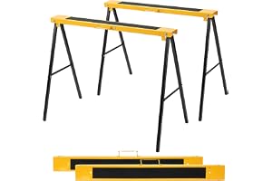 Fantaskk 2 x byggnadsställningsbock, hopfällbar bock set, stödbock sågstöd, arbetsbock, metall, lastbar upp till 275 kg, vikbar bock med handtag, såghäst stål