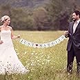 VANVENE Vintage Just Married Banner Wedding Bunting Photo Booth Props Signs Garland Bridal Shower Decoration, White