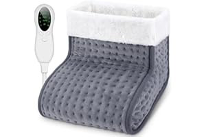 Biutee Scaldapiedi Elettrico, Foderato con Scaldapiedi Lavabili, Riscaldamento Rapido, Temperatura Regolabile da 30-60°C, Spegnimento Automatico,Impostazione Timer Intelligente, Scuro Grigio