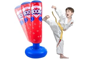 JanTeelGO Punching-Ball 120cm, Gonflable de Boxe pour Enfants, Sac de Frappe Remise en Forme à Rebond immédiat, pour la Pratique du karaté Taekwondo MMA