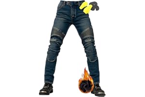 ZZJCY Pantaloni Moto Uomo Inverno, Pantaloni Moto Invernali Plus Pile, Jeans Imbottiti Uomo Addensare, Jeans Moto con Cerniera