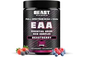 Beast Pharm EAA Amino Acids, 30 Servings Enhanced BCAA Powder | Beastberry