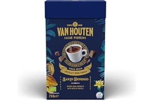 Van Houten SANTO DOMINGO Cocoa Chocolate Drink Powder 750 G - For Hot & Cold Drinks- Makes 22 Servings - Single Origin Intense Dark Chocolate with Hints of Vanilla - Vegetarian, Non-GMO