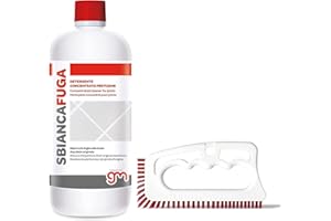 Magazzini GM SBIANCAFUGA, Detergente concentrato ideale per la pulizia delle fughe di pavimenti e rivestimenti, 1 Lt + Fuginator, Spazzola Per Fughe (Bianco Rosso)