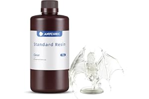 ANYCUBIC 3D Drucker Resin, UV 405nm Standard Rapid Photopolymer Resin, mit Hoher Genauigkeit und Schneller Aushärtung und Hervorragender Fließfähigkeit für den LCD DLP 3D Printer (Transluzent,1000g)