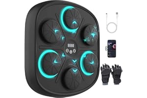 FlashPrix Maquina Boxeo Musical Pared con 9 Velocidades, Fácil Instalación y Sin Taladros, Recuento Inteligente de Golpes y Luces al Ritmo de la Música, Conexión Bluetooth, Incluye Guantes