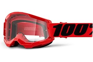 100 Percent Strata II Clear Goggle - Red/Black/Clear Lens / 100% Eyewear Wear Eye Protection Enduro MTB Mountain Downhill Trail Dirt Jump Cycling Cycle Bike Motocross MX Moto Ski Unisex Adult Sun