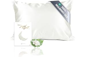 townssilk Jedwabna poszewka na poduszkę, 100% naturalny jedwab morwowy 19momme, dwustronna, korzystna dla włosów i skóry, hipoalergiczna, ukryty zamek błyskawiczny, 1 szt., 50 x 75 cm, naturalny biały