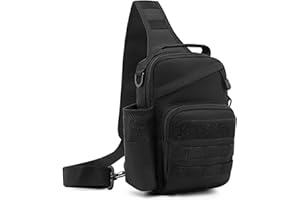 BAIGIO Mochila Cruzada Hombre Bolsa de Hombro Bandolera Mochila de Pecho Estilo Militar Sling Mochila Frontal Bolso Messenger para Usar al Aire Libre Camping Ciclismo Excursionismo (Negro)