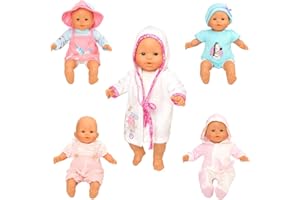 Miunana 5X Vestidos Verano Casual Ropas para New Born 14- 18 Pulgadas Muñeca bebé 35 - 46 cm Doll Baby Born, Baby Annabell, Nenuco y Más