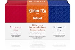 Kusmi Tea - Coffret Decouvert "Les Rituels" - Gamme santé - Assortiment de Thés Verts et Infusion Bio - Idée Cadeau - 24 Sachets - 3 Recettes Délicieuses