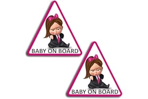 Biomar Labs® 2 x Adesivi Vinile Stickers Autoadesivi Decalcomania Bebè A Bordo Baby On Board Boss Bambino Bimbo Safety Sign Car Sicurezza Adesivi per Auto Moto Finestrìno Finestro Porta B 166