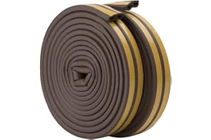 Rubber Seal Weather Strip Foam Tape, Feelava D Type 10 m Doors Windows Draught Excluder Seal Strips Anti-Collision Self-Adhesive Weatherstrip Water-proofing Sound-proofing - 2 Roll/Total 10m (Brown)