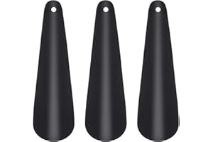 Dacitiery 3 Stück Mini Schuhlöffel Klein Metall, 16cm Schuhanzieher Edelstahl Shoe Horn, Sehr Stabil, Kleiner Schuhlöffel mit hängendem Loch, Schuhlöffel für Herren, Damen, Kinder, Senioren(Schwarz)