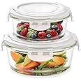 Borosil Klip-N-Store Set of 2 Microwave & Oven Safe Gift Set, Glass Storage Container, 240ml & 400ml Round, with Air Tight Lid (Transparent)