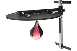 LISARO Pelota de velocidad para montaje en pared, altura ajustable, para entrenamiento de boxeo rápido e intenso, plataforma de madera estable de 60 cm, incluye pelota de reacción de boxeo, juego de