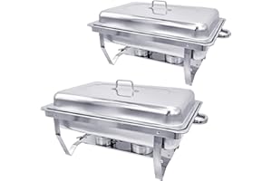 hagvot Chafing Dish | Edelstahl Warmhaltebehälter | Speisenwärmer | Wärmebehälter | Rechaud für Catering, Buffet und Party (2 Packung, 1x 1/1 GN-Behälter)