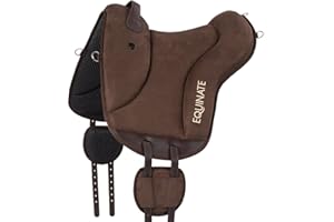 Equinate Reitpad Newfield aus synthetischem Wildleder Pferd Braun - Bareback Pad mit pflegeleichter Neopren Unterseite - Reitkissen Baumloser Sattel