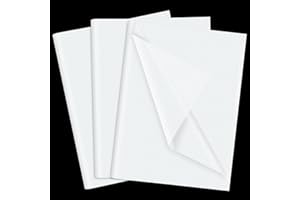 NEBURORA Papier de Soie Blanc 60 Feuilles pour Sacs Cadeaux 50 X 35 cm - Emballage en Vrac pour Art, Anniversaire, Mariage, Décor