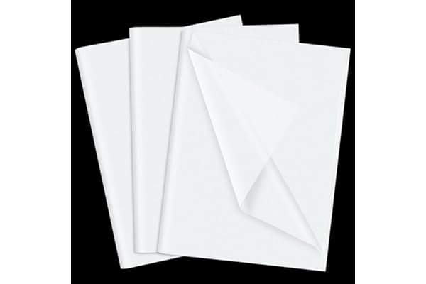 NEBURORA Papier de Soie Blanc 60 Feuilles pour Sacs Cadeaux 50 X 35 cm - Emballage en Vrac pour Art, Anniversaire, Mariage, Décor