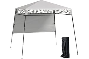 Outsunny Carpa Plegable 220x220x200 cm Cenador Plegable con 1 Pared Lateral Bolsa de Transporte Impermeable y Protección UV50+ para Jardín Patio Blanco