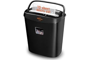 VidaTeco Micro-Cut Paper Shredder, 10-Sheet Shreds Paper/Card/Staple/Clip Paper Shredder for Home Office Use, Security Level P-4 Jam Proof System 15L Liftout Basket