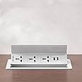 BankiE Desktop Power Socket with USB, Aluminum Recessed Power Strip 4 Universal Plugs, Hidden Pop Up Sockets for Kitchen Worktops Conference Desk, 1.8M Cable,White-B