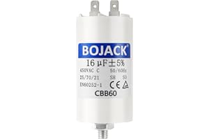BOJACK CBB60 16uF 450V Condensateur de Démarrage moteur de Moteur pour Pompe de Piscine 16µF 450 Volt 40x70MM Connecteur M8 50/60Hz
