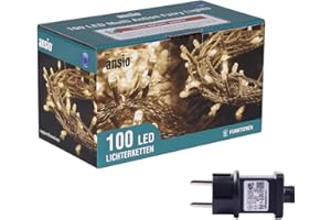 ANSIO® Guirlande Lumineuse 10m 100 LED Blanc Chaud Guirlandes Lumineuses Sapin de Noel d'Extérieur et Intérieur Idéales pour Fenêtre, d’un Jardin | électrique Guirlande | Câble Transparent