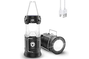 Fulighture Camping Lantern, LED Portable Flashlight 2 Modes, USB Powered, Ultra Bright 500LM, Collapsible, Water Resistant, Suitable for Outdoor Hiking, Camping, Fishing, Emergencies, Outages