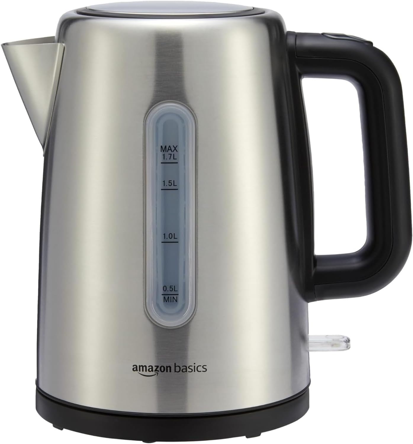 Amazon Basics Hervidor de agua eléctrico portátil de acero inoxidable - 1.7 Litros, Plateado