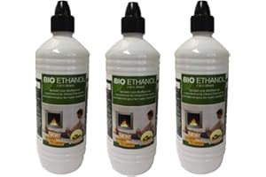 FARMLIGHT 3X 1 Liter Flaschen Ethanol Gelkamine Ethanolkamine Wandkamine Bioethanol