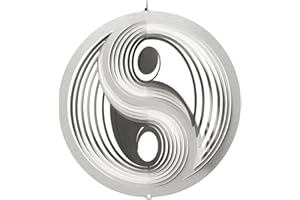 CIM Edelstahl Windspiel - Yin Yang 250 - Ø 250 mm - inklusiv Kugellagerwirbel, Haken und 1m Nylonschnur