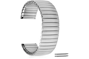 Hearkent 18 mm 20 mm Bracelet de Montre élastique en Acier inoxydable, Bracelet de Montre Extensible pour Hommes et Femmes, Conception de Cosse équipée d'un Interrupteur, Facile à installer
