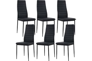 buybyroom set 6 sedie sala da pranzo Nero, sedie cucina moderne con gambe in metallo sedie imbottite, Semplici da montare adatto per sala da pranzo, soggiorno, cucina