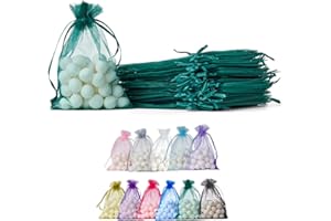 ‎SOUL PROJEKT Soul Projekt [50 Stk.] Organzasäckchen mit Kordelzug für Hochzeiten, Schmuck, Geburtstage, Bastelarbeiten, Kristalle, Süßigkeiten, Gastgeschenke. Dunkelgrün Organza Bags Dark Green 10x15 x50